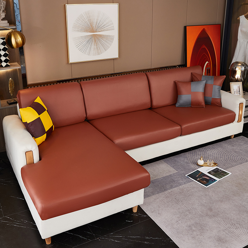 2021新款皮革座垫套沙发套系列 单人（宽50-65长50-63 ） 咖啡色
