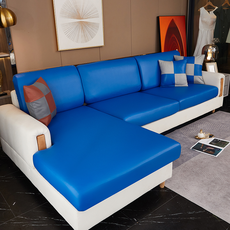 2021新款皮革座垫套沙发套系列 单人（宽50-65长50-63 ） 蓝色