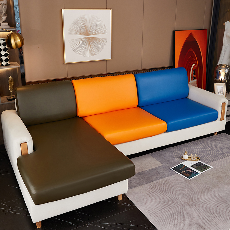 2021新款皮革座垫套沙发套系列 单人（宽50-65长50-63 ） 橙色