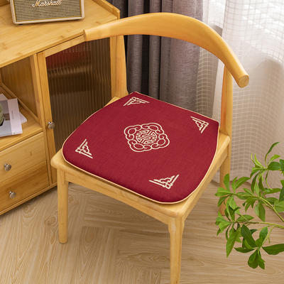2023新款亚麻中国风椅垫（方圆）系列 45*45cm 红色