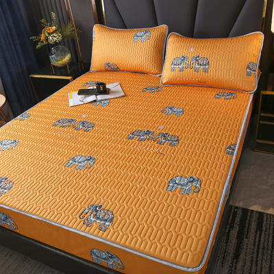 2021新款乳胶凉席床单床笠款 床单款0.9x2.0两件套（定制） 床笠款，大象橙