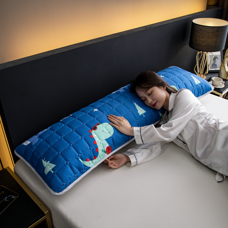 2023防水枕套双人枕套长枕套枕头套枕芯套 1.2m 恐龙蓝