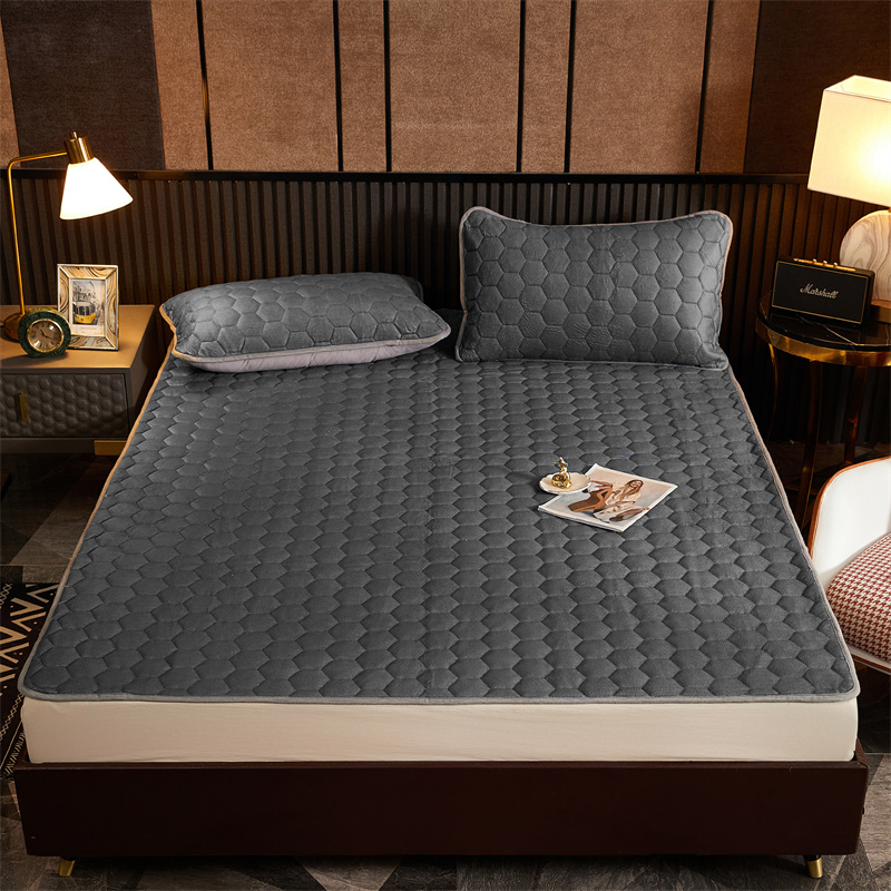 冬季牛奶绒床垫保暖榻榻米床褥租房专用床褥可折叠海绵垫 48*74枕套一对 摩卡