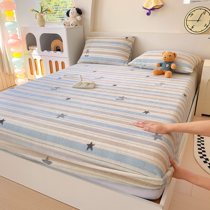 2025秋冬新款加厚牛奶绒床笠 心动旋律