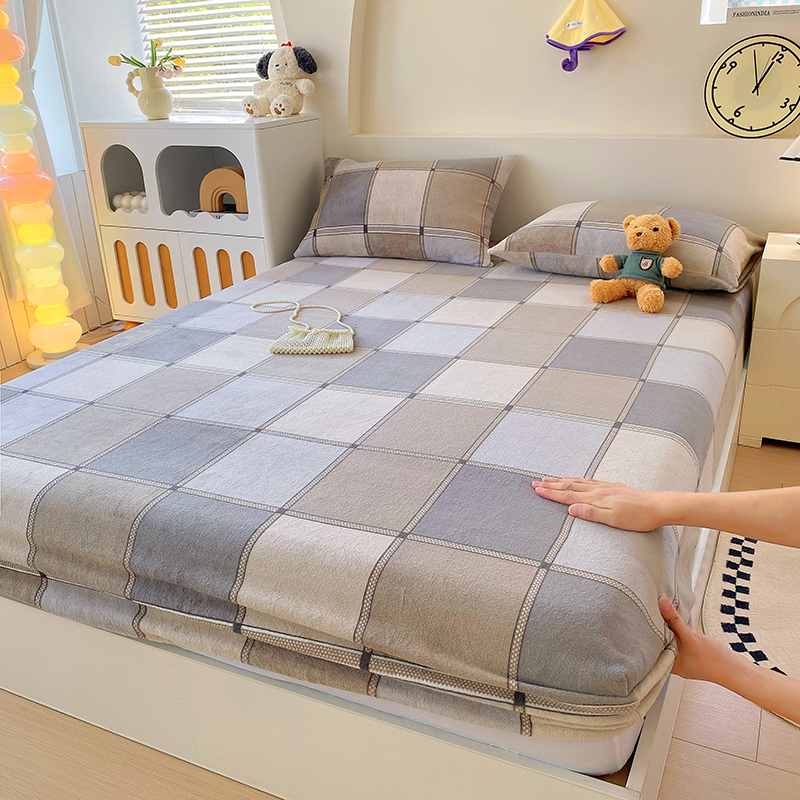 2025秋冬新款加厚牛奶绒床笠 雅致格调
