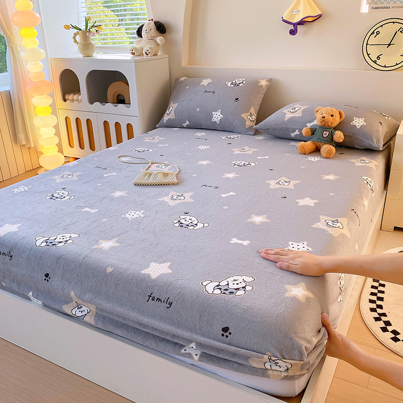 2025秋冬新款加厚牛奶绒床笠 星际宝贝