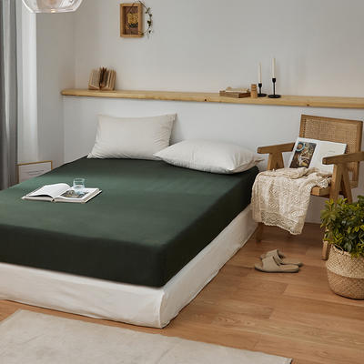 针织棉纯色单品系列-床笠 150*200*25cm 森林绿