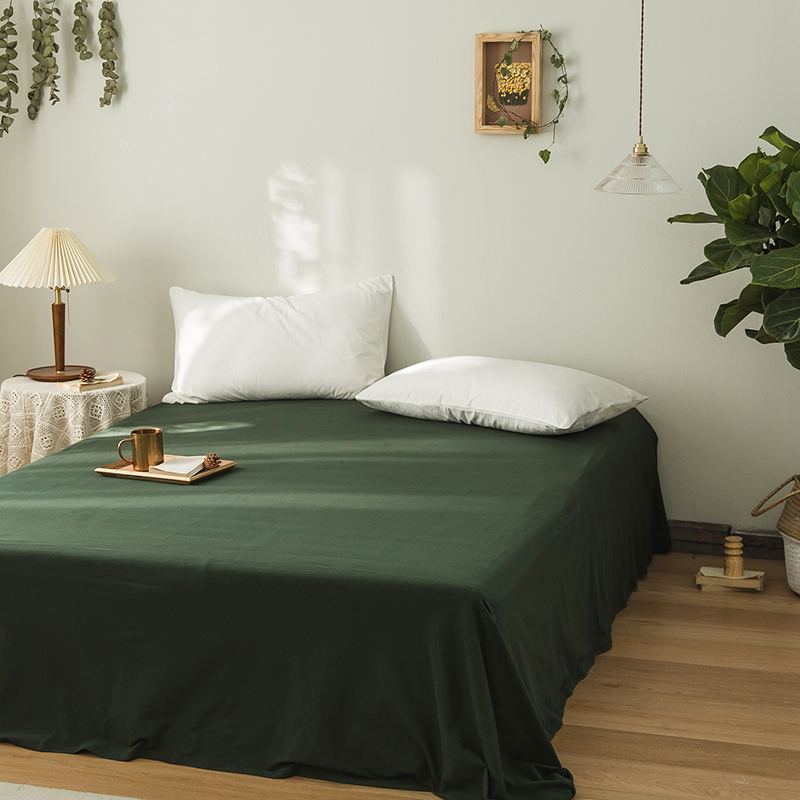 针织棉纯色系列-单床单 230*250cm单 床单 深林绿