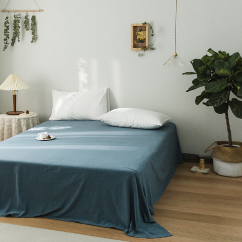 针织棉纯色系列-单床单 230*250cm单 床单 雾霾蓝