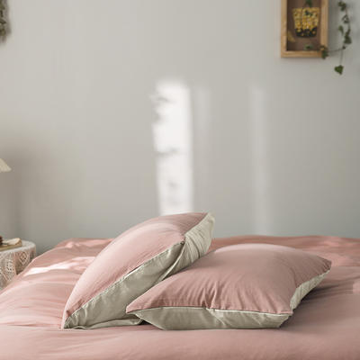 针织棉纯色系列-单枕套 48*74cm/对 浅豆沙米咖