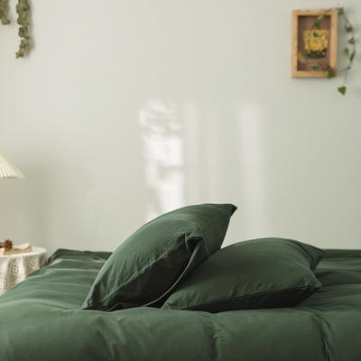针织棉纯色系列-单枕套 48*74cm/对 深林绿