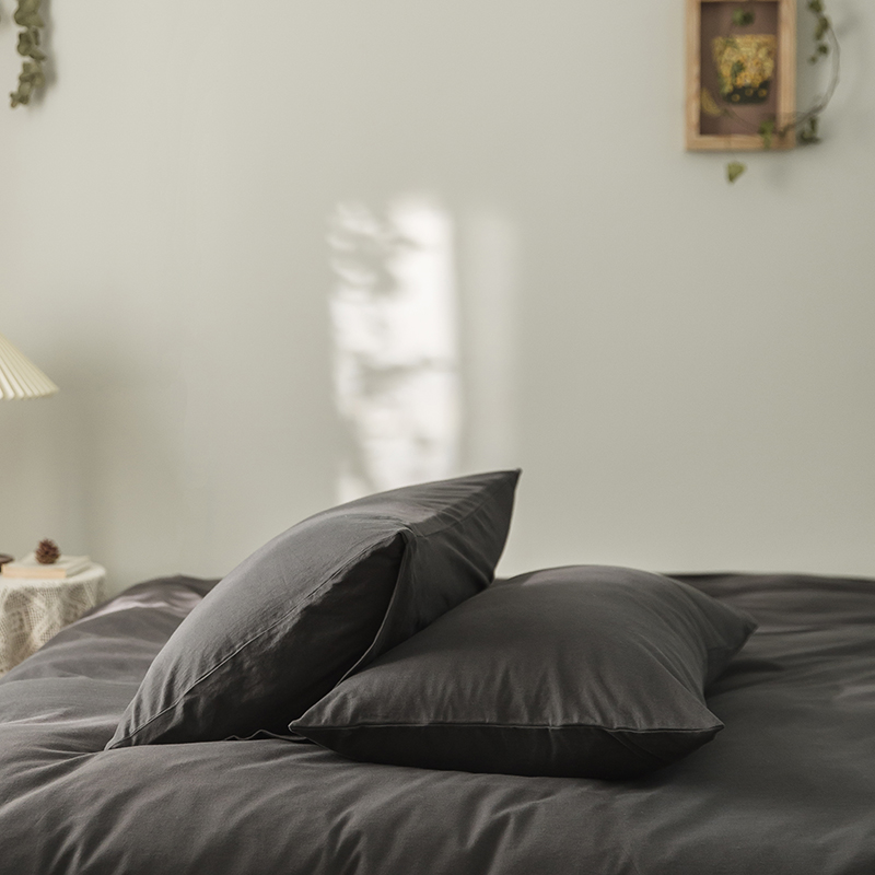 针织棉纯色系列-单枕套 48*74cm/对 碳灰
