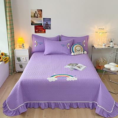 2021新款绗缝烫花床盖三件套 250*250cm单床盖 梦幻紫