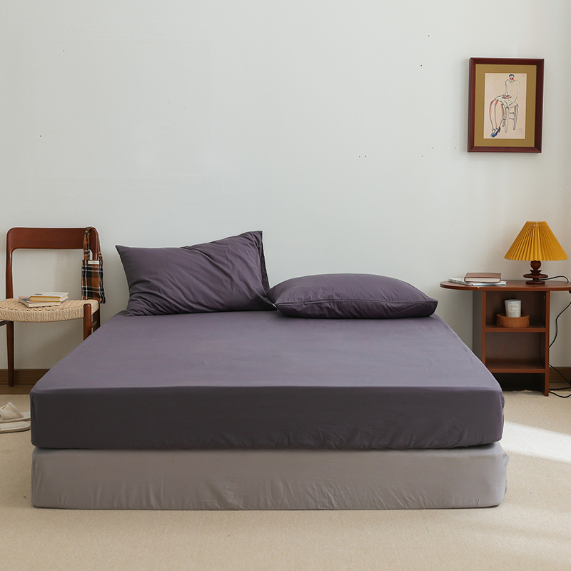 2022新款全棉水洗棉纯色单品床单系列 245cmx250cm单床单 灰紫色