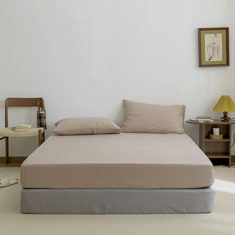 2022新款全棉水洗棉纯色单品床单系列 245cmx250cm单床单 卡其色