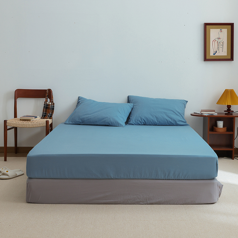 2022新款全棉水洗棉纯色单品床单系列 245cmx250cm单床单 雾霾蓝