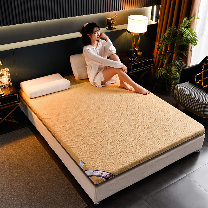 2023新款床垫系列-磨毛纯色床垫4厘米 90*200 米黄色