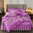 2022新款刺绣水晶绒单床裙三件套四件套系列-四件套 1.5*2.0m单床裙 刺绣紫色
