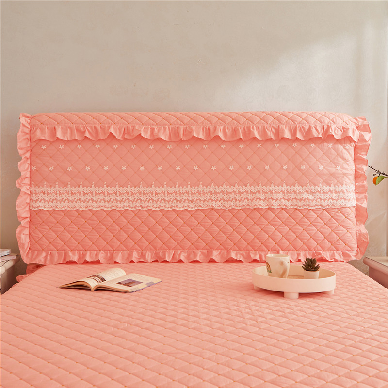 2023新款全棉夹棉公主蕾丝单件床头罩 1.5米床 粉色